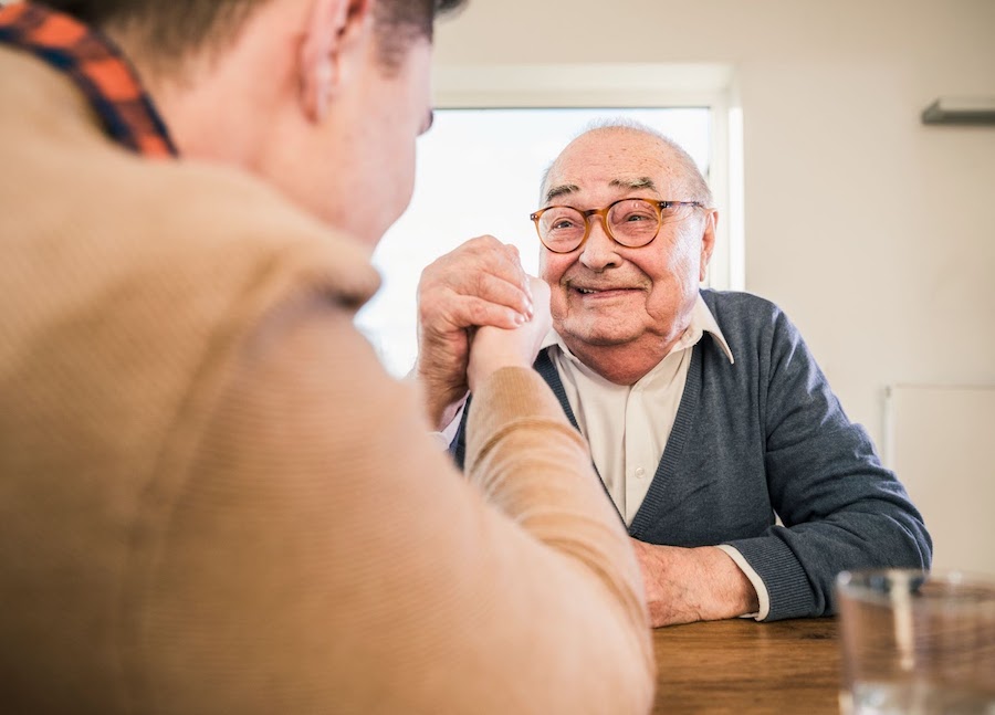 Older man asking the best conversation starters for hospice.